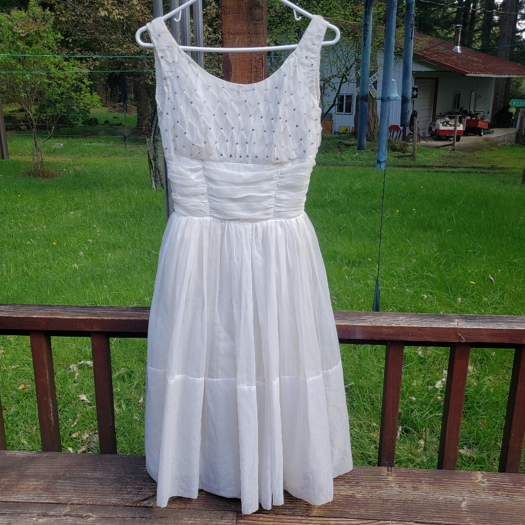 Vintage Dress With Silver Gems - Possibly Handmade